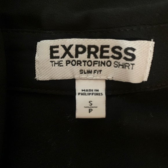 Express Black Portofino Slim Fit Polyester Shirt Size Small - Picture 3 of 8